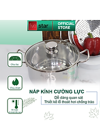 Bộ Nồi Xửng 3 Đáy Nắp Kính Fivestar ST-3DG - Hàng Chính Hãng