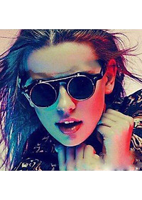 Kính Râm Nam Nữ Mắt Tròn 2 Tròng Mở Nắp 2in1 Gọng Nhựa Đi Ngày và Đêm