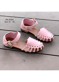 Dép sandal bé gái BIBIKIDS rọ bít mũi màu hồng kiểu dáng búp bê duyên dáng phong cách Hàn Quốc 6 - 12 tuổi SG64