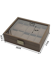 Hộp đựng đồng hồ - Hộp đựng 10 đồng hồ bằng gỗ màu nâu