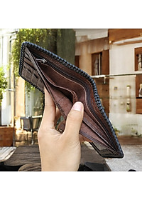 Ví Nam Da Cá Sấu Dáng Ngang Dễ Sử Dụng. Ví 2 Mặt Đan Viền Thủ Công