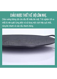 Chảo Đá Nướng Thịt Kiểu Hàn Quốc, Vỉ Nướng BBQ Chống Dính Không Cần Dầu Size 34cm Hàng Chính Hãng MINIIN