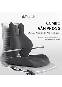 Combo Đệm Mông Và Tựa Lưng Công Thái Học Tích Hợp Massage Chườm Nóng Gối Cao Su Non Giảm Đau Cột Sống Lưng - Sairui