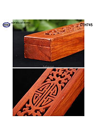 Hộp đựng đũa gỗ hương đỏ - đục khắc tinh tế (CTH745) Sang trọng - Đựng đũa sang trọng làm quà tặng