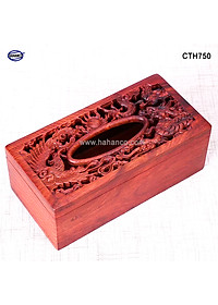 Hộp Giấy Ăn Bằng Gỗ Hương (Cỡ lớn - đủ mẫu) Đục Khắc Hoa Văn Tinh Xảo/Độc Đáo