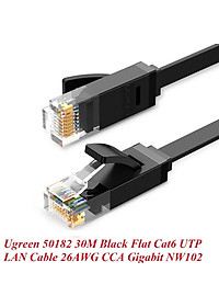 Ugreen UG50182NW102TK 30M cáp mạng dẹt Cat6 26AWG CCA Gigabit UTP LAN màu đen - HÀNG CHÍNH HÃNG