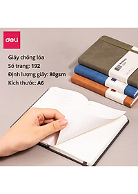 Sổ Tay Bìa Da Kẻ Ngang Mini A6 Chống Nước, Cao Cấp Deli - 192 Trang 80gsm - Ghi Chép, Takenote, Làm Quà Tặng Nhật Kí