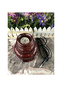 Chân đế đèn gỗ hìn tròn xoay cho quả cầu đá phong thủy đường kính nhỏ - Cao 12cm