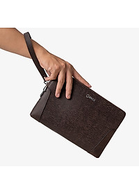 Clutch, Ví Cầm Tay Thời Trang Nam Da Bò Saffiano Cao Cấp CK11 Nâu 