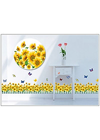 Decal Dán Chân Tường Hàng Rào Hoa Hướng Dương