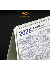 Lịch để bàn 2026 AO+ bản giới hạn có lịch âm in họa tiết hoa văn vốn cổ AA625