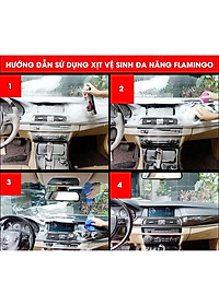Bình Xịt bọt tẩy đa năng Vệ Sinh Ghế Da Nội Thất ô tô Flamingo F002 650ml 