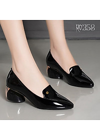 Giày búp bê nữ cao gót 2 phân hàng hiệu rosata đẹp hai màu đen đỏ ro358