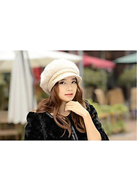 Mũ nồi len lông thỏ cao cấp nón len lưỡi trai nữ thời trang