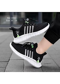 Giày thể thao bé trai màu đen 3 - 12 tuổi khóa rút sành điệu đế siêu nhẹ chống trơn cho trẻ em nam đi học chạy bộ thời trang năng động và cá tính NHÍM SHOP GH42