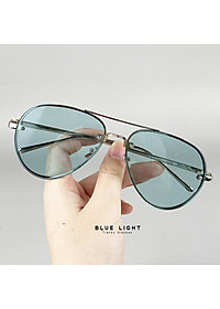 Kính Mát, Kính Râm Nam Nữ, Mắt Phi Công Gọng Khoan Càng Kim Loại Vàng, Xanh Ngọc, Nâu Trà, Mắt Phẳng Hàn Quốc, Tặng Hộp Khăn Và Phụ Kiện - BLUE LIGHT