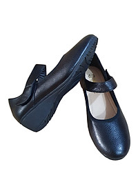 Giày Búp Bê Đế Xuồng Trơn Chính Hãng TRƯỜNG HẢI DX125 Da Bò Thật Màu Đen Đế Cao su Mềm Dẻo 4Cm HÌNH ẢNH THẬT