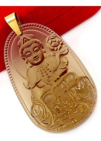 Mặt dây chuyền Phổ Hiền Bồ Tát đá Obsidian 3cm MPOBK2 - phật bản mệnh tuổi Thìn, Tỵ - Mặt size nhỏ