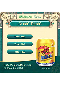 Lốc 6 lon nước giải khát Tăng lực Đông Trùng Hạ Thảo Phương Nam SuperBull