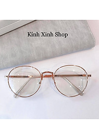 Kính Chống Ánh Sáng Xanh Không Độ Từ Điện Thoại, Máy Tính, Chống Mỏi Mắt Tròn Gọng Kim Loại Hàn Quốc - KÍNH XINH SHOP