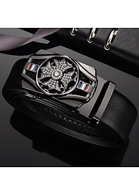 Thắt lưng nam, dây nịt nam khóa tự động dây da cao cấp bền đẹp - Thiết kế mặt xoay 360 đính đá thời thượng DXX89