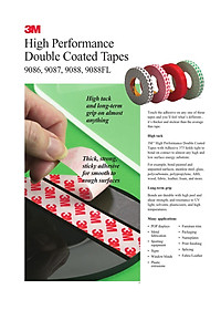 Băng keo 2 mặt siêu dính chịu nhiệt cao 3M 9088 High Perfomance Double Coated Tape dày 0.21mm 10mm x 50m