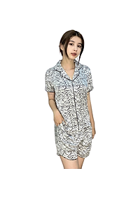Đồ bộ mặc nhà nữ Pijama lụa VILADY - B136 kiểu đồ bộ ngắn họa tiết vằn đen siêu dễ thương, chất liệu lụa Pháp ( lụa latin)