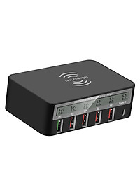 USB-C Qi Wireless 5-Port 5 USB Ports QC 3.0 Charging Station Dock LED Display for  UK