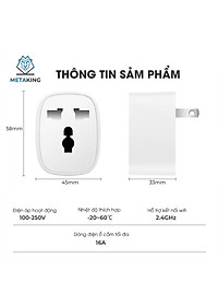 Ổ Cắm Điện Wifi Thông Minh 16A, 3500W - Chức Năng Hẹn Giờ, Điều Khiển Từ Xa, Đo Điện Năng Tiêu Thụ, Google & Alexa