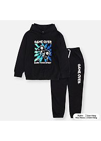 Bộ nỉ bé trai size đại Bigfox Miss Meow, bộ thu đông cho bé trai dáng hoodie họa tiết Game Over size trẻ em 7,8..15 tuổi