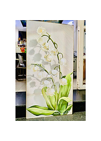 (ẢNH THẬT) Tranh treo tường hoa linh lan trắng bo viền vàng kèm đinh treo