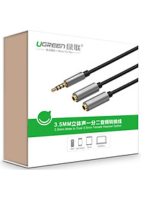 Dây chuyển đổi 3.5mm đực sang hai đầu 3.5mm cái (1 đầu hỗ trợ Mic, 1 đầu hỗ trợ tai nghe) UGREEN AV141 - Hàng chính hãng