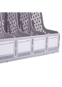 Giá Tài Liệu 4 Ngăn Đứng Deli - Nhựa PP - Ghi Xám / Đen - E9846