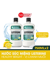 Bộ 2 Chai Nước Súc Miệng làm trắng răng LISTERINE HEALTHY BRIGHT 750mlx2 Chai