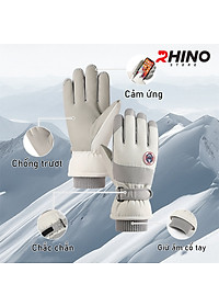 Găng tay lót lông cừu giữ ấm mùa đông chống gió, kháng nước Rhino G904 Bao tay chống trượt đi xe máy, xe đạp cho nam nữ, bảo hộ đi phượt