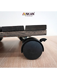 Đế Lót Chậu Cây Có Bánh Xe Thương Hiệu ANKAN, Đế Để Chậu Cây, Mặt Vuông Bằng Gỗ Tràm, Màu Đen Đường Kính 30 Cm, Tải Trọng 80kg - Hàng Xuất Khẩu