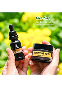 Bộ dưỡng trắng hồng, mịn màng da mặt Wonmom ( 1 serum vitamin C + 1 kem nghệ tươi )