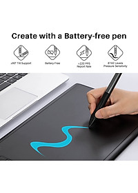 Tặng Găng Tay Vẽ Trị Giá 139K - Bảng Vẽ Cảm Ứng Huion Inspiroy H580X Màn Hình Rộng 8x5 Inch Bút Không Pin 8192 Lực Nhấn - Hàng Chính Hãng.Huion H580X Graphics Tablet Digital Battery Free Pen Tablets Signature Drawing Pad Phone Connectivity Chorm OS Androi