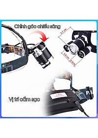 Đèn pin đội đầu 3 bóng led siêu sáng loại cao cấp chống nước (Tặng kèm quà tri ân)