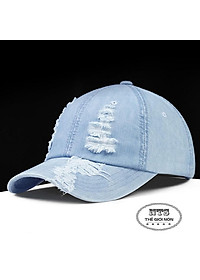 mũ lưỡi trai thời trang, nón jeans rách thời trang cá tính - màu xanh