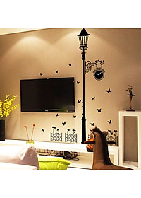 Decal dán tường Cột đèn đen 3D