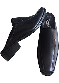 Dép nam bít mũi da bò Trường Hải màu đen đế cao 3.5cm HÌNH ẢNH THẬT