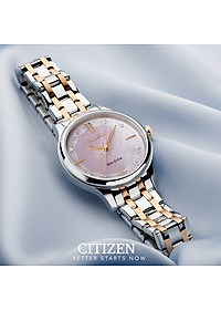Đồng Hồ Nữ Citizen Đính Đá Swarovski Dây Thép Không Gỉ EM0896-89Y - Mặt Xà Cừ