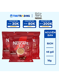 [Tặng Ấm giữ nhiệt có quai (Tết 26) NESCAFE 1L ] Combo 3 Bịch NESCAFE 3IN1 Công thức cải tiến - VỊ NGUYÊN BẢN Bịch 46 gói