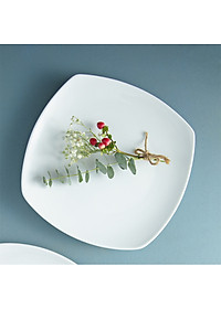 Đĩa vuông bầu Long Phương bằng sứ trắng cao cấp