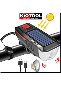 Đèn xe đạp năng lượng mặt trời Kiotool có còi chống nước 3 chế độ sáng