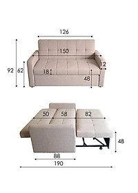 Sofa giường kéo thông minh Juno Sofa  rộng 1m5 x dài 1m9 sofa đa năng tiện ích