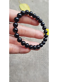 Vòng tay nữ thạch anh tóc đen dầy kín tự nhiên size hạt 8mm màu đen đậm bóng đẹp hợp mệnh thủy mệnh Mộc đeo đẹp may mắn hợp mệnh tuổi tốt sức khỏe công việc ạ