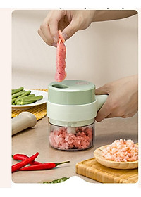 Máy xay mini cầm tay 3 trong 1 (máy xay nghiền tỏi ớt, rau củ, sinh tố;, máy nạo gọt hoa quả; máy cắt sợi, thái lát đồ ăn) dễ dàng vệ sinh - Chính hãng MINIIN (Giao màu ngẫu nhiên)