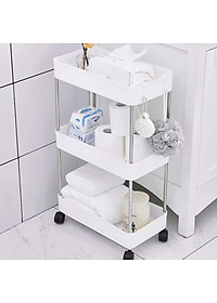Kệ đựng đồ 4 tầng có bánh xe, giá để đồ 4 ngăn có bánh xe xoay 360 độ, xe để đồ 4 tầng